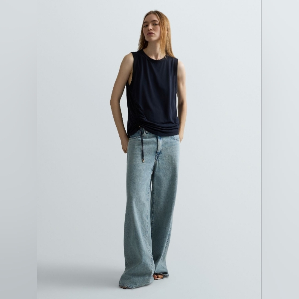 HELMUT LANG Black Jersey Keyhole Back Sleeveless Top M